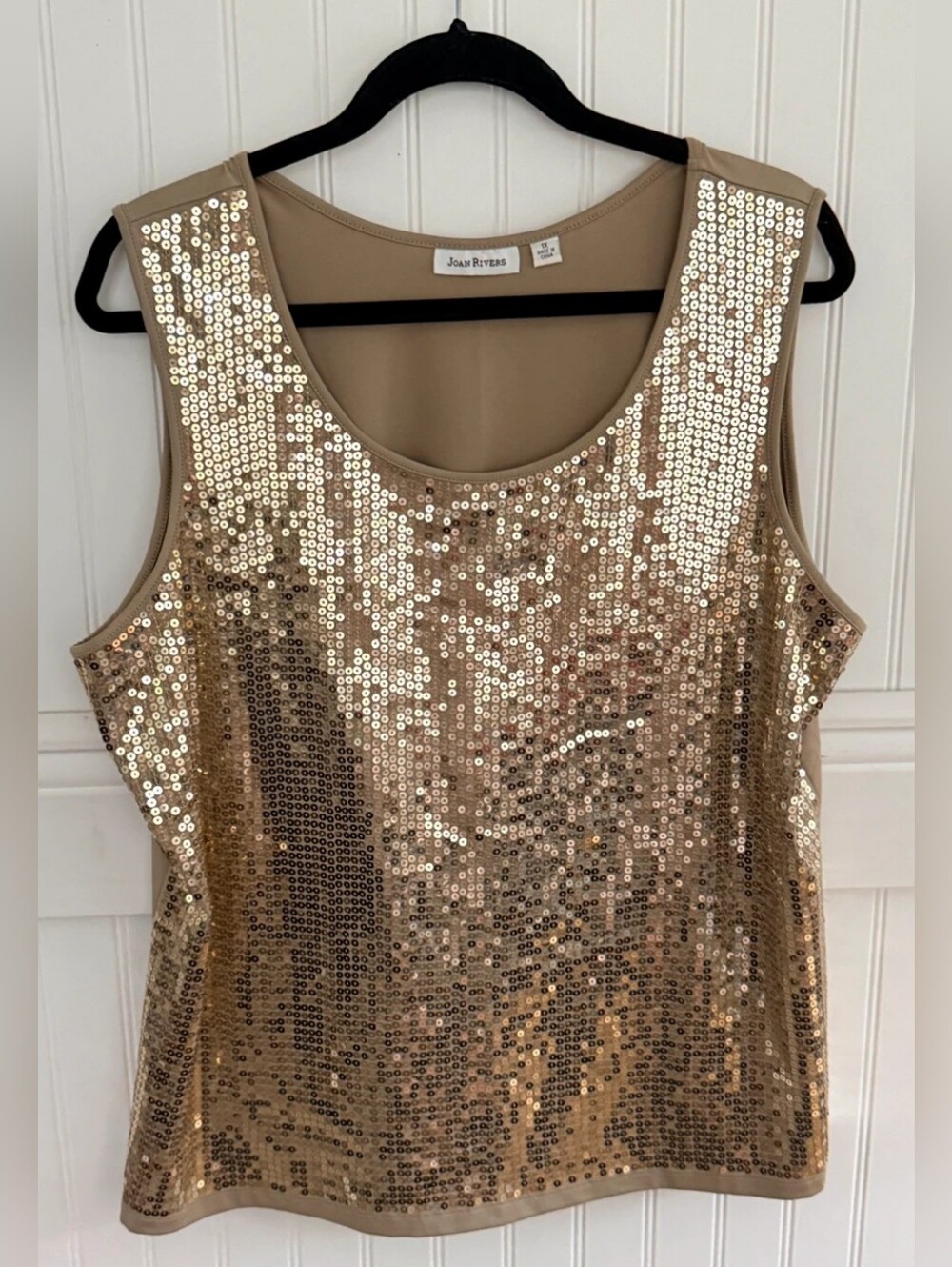 Joan Rivers golden sequin tank top with scarf, EUC - Picture 3 of 7